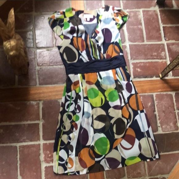 Anthropologie Faux Wrap Dress - Moulinette Soeurs - Geometric Circles - Size 2 - Picture 2 of 7